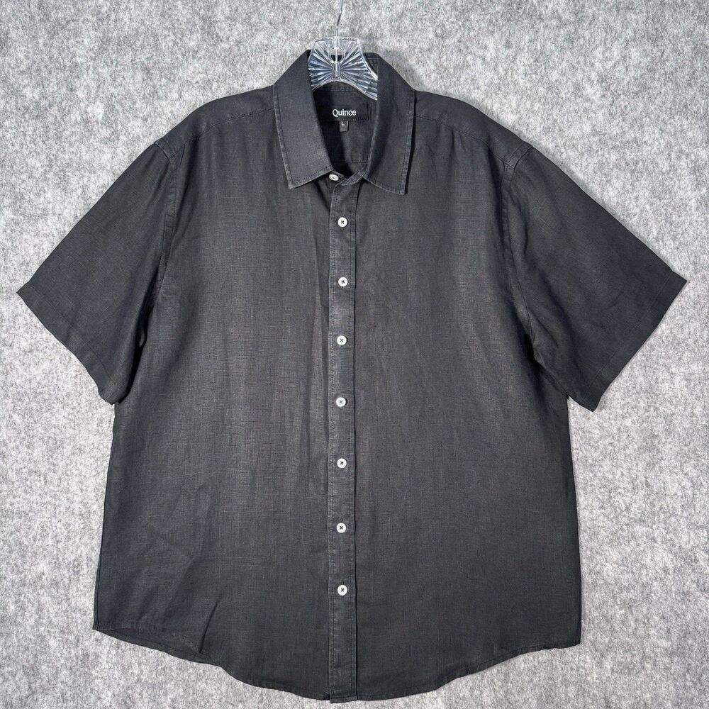 Quince Linen Shirt Mens Large Black European Lightweight Casual Office